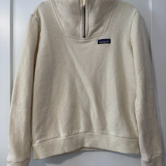 Patagonia 'Woolie' 1/4 zip fleece pullover in cream - woman's SM - Picture 5 of 6